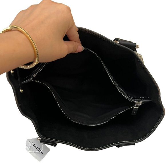 Authentic Celine Satchel Bag Black Canvas Used Handbag Vintage - Picture 11 of 13